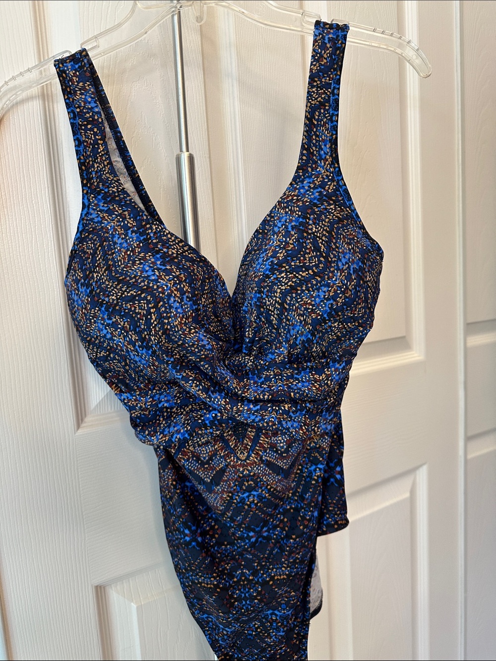 Miraclesuit Blue and Black Patterned One-Piece Swimsuit